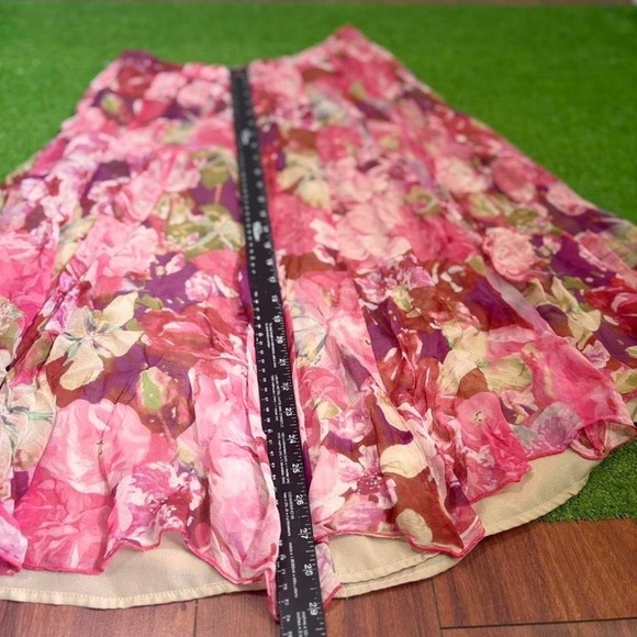 Vintage Y2K Jones NY 100% Silk Women's Floral Midi Skirt Romantic Cottage Size 8 - Picture 5 of 6